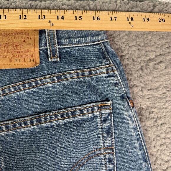 Levi's 560 Jeans Mens 33x34 Blue Denim Loose Fit Tapered Leg Baggy 90s USA Made - Picture 7 of 11
